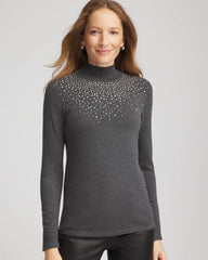 Chico's / Ella Rhinestone Mockneck Sweater