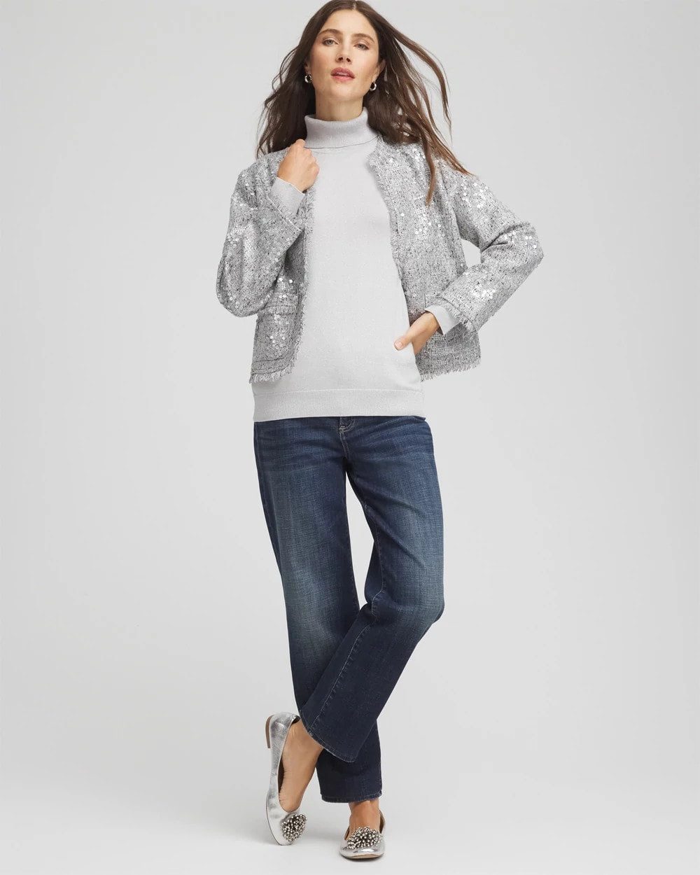 Chico's Sale - Metallic Turtleneck Pullover Sweaters