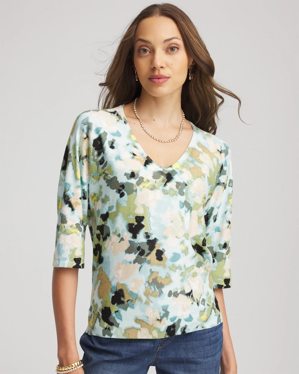 Chico's Online - Printed Dolman V-Neck Pullover Sweater