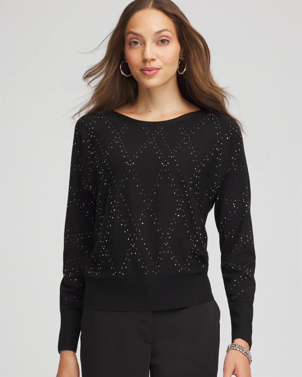 Chico's / Ella Embellished Dolman Pullover Sweater