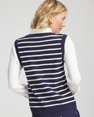 Chico's Discount - Striped V-Neck 2 in 1 Sweater Vest