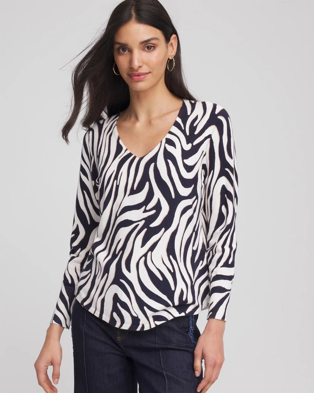 Chico's Online - Ella Zebra V-Neck Pullover Sweater