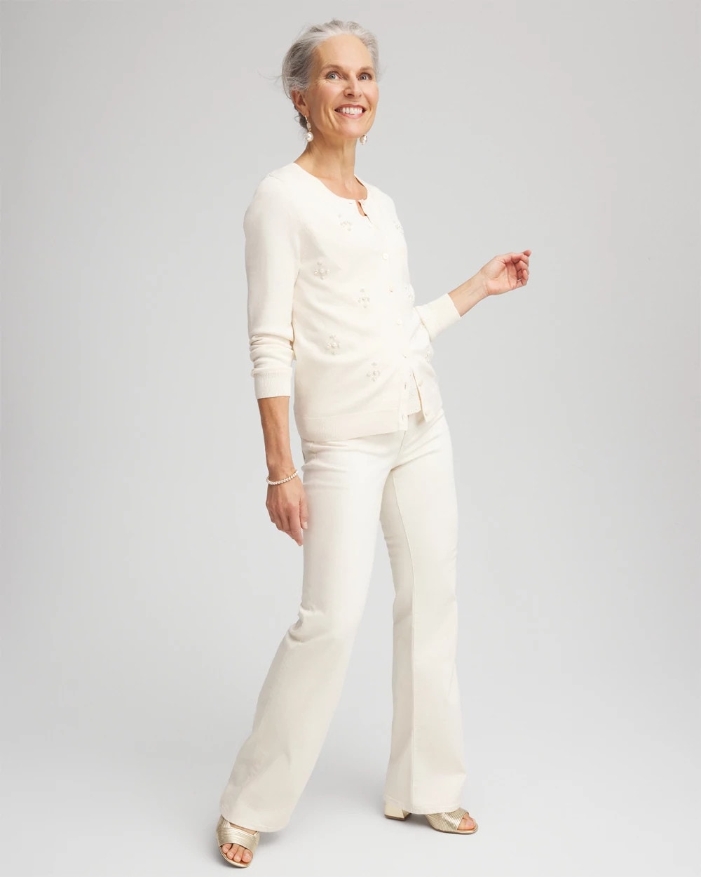 Chico's / Embellished Crewneck Cardigan