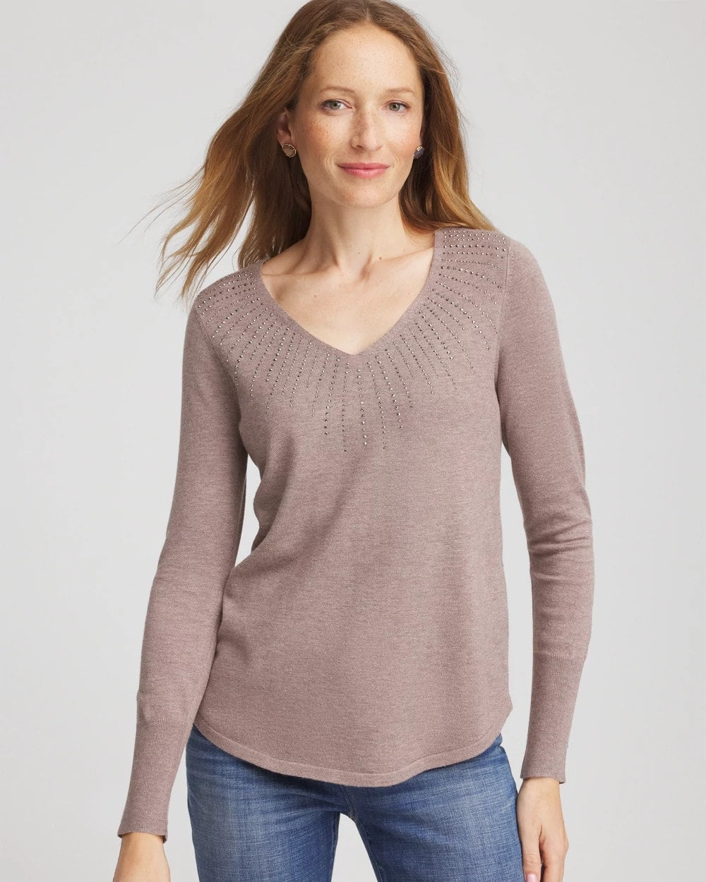 Chico's Discount - Ella Embellished V-Neck Sweater
