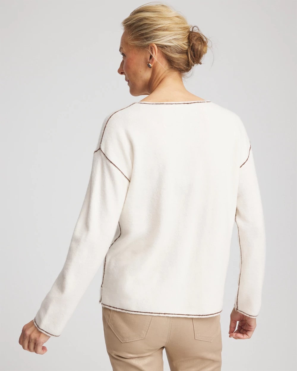 Chico's Sale - Contrast Stitch V-Neck Sweater