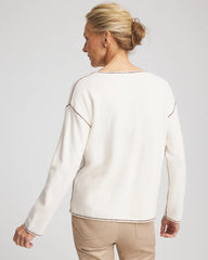 Chico's Sale - Contrast Stitch V-Neck Sweater