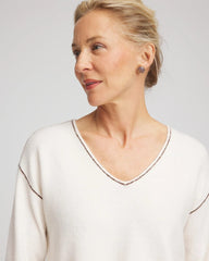 Chico's Sale - Contrast Stitch V-Neck Sweater