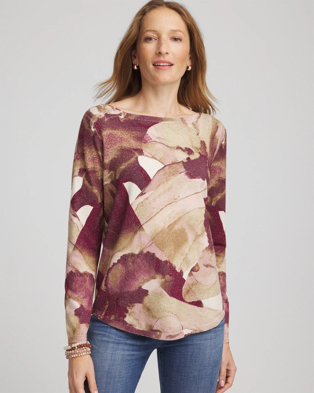 Chico's Outlet - Ella Ocean Glitz Boatneck Sweater