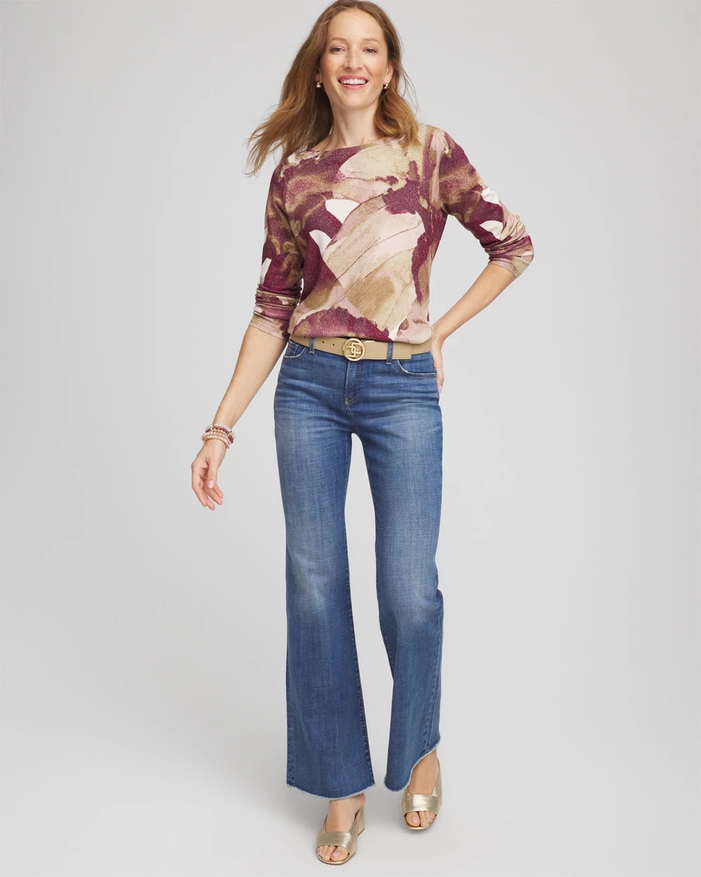 Chico's Outlet - Ella Ocean Glitz Boatneck Sweater