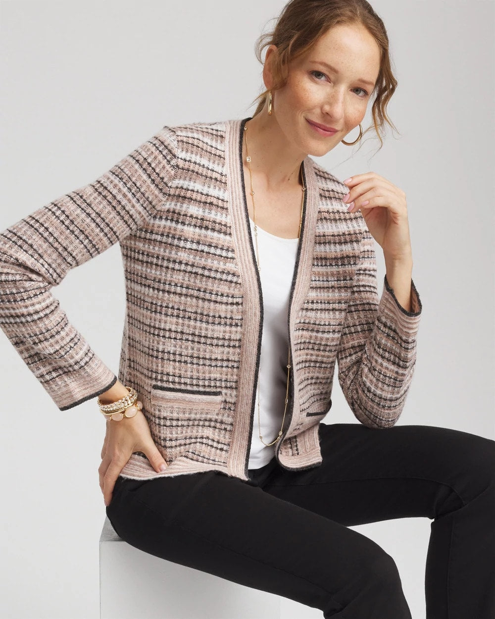 Chico's Sale - Sunset Abstract Sweater Jacket