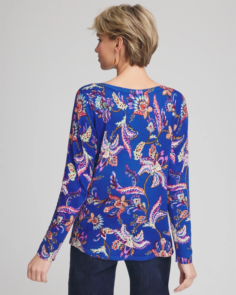 Chico's For Sale - Ella Boatneck Printed Pullover Sweater