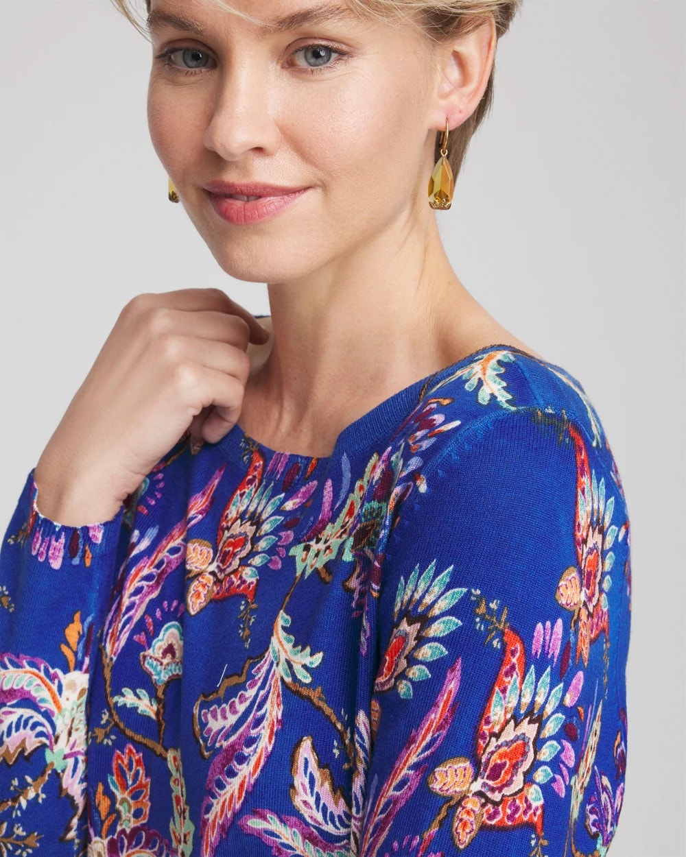 Chico's For Sale - Ella Boatneck Printed Pullover Sweater