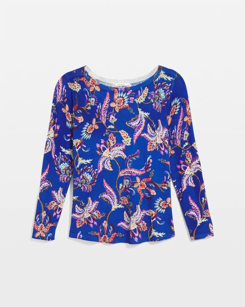 Chico's For Sale - Ella Boatneck Printed Pullover Sweater
