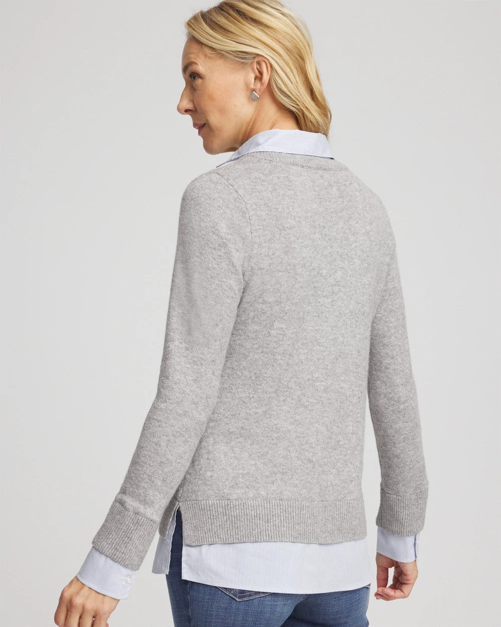 Chico's US - Sequin Built-In Shirt Knit Sweater