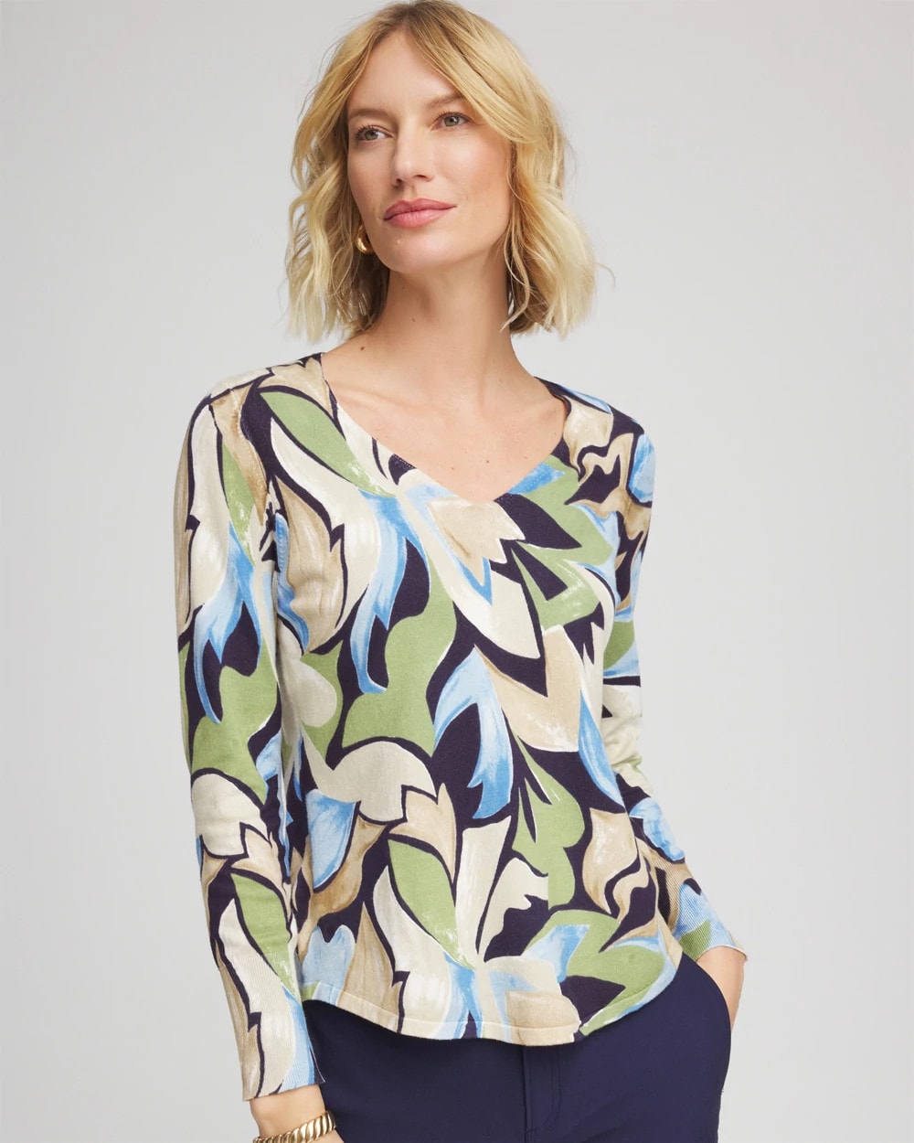 Chico's / Ella Bloom V-Neck Pullover Sweater