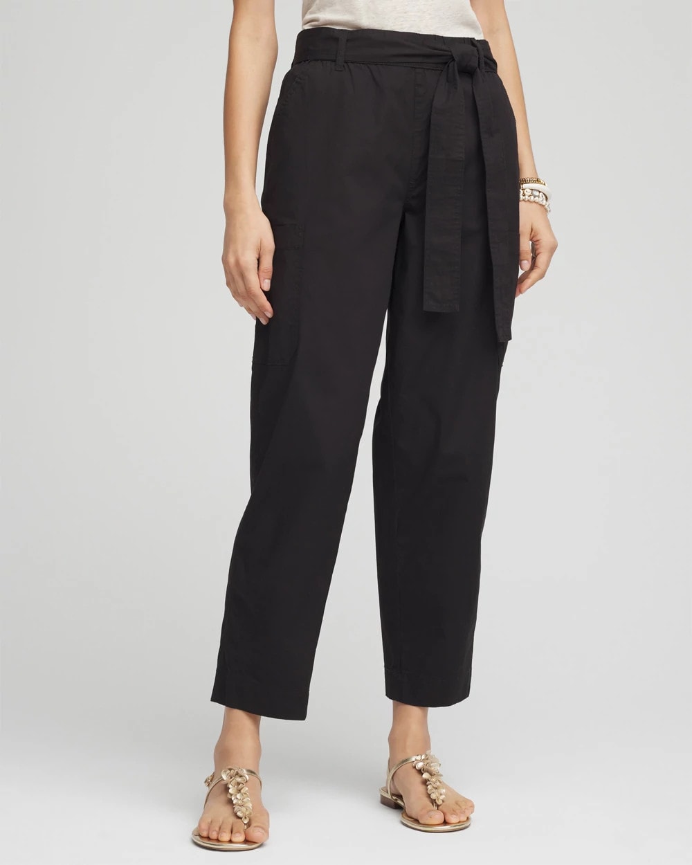 Chico's Sale - Poplin Pull-On Tapered-Leg Cropped Pants