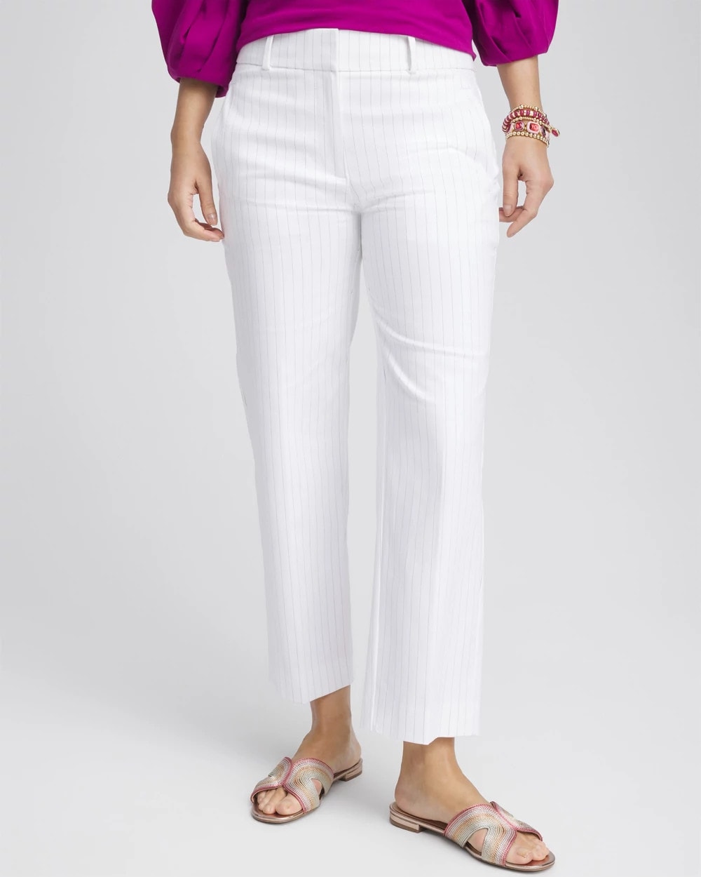 Chico's On Sale - Striped Straight-Leg Cropped Pants