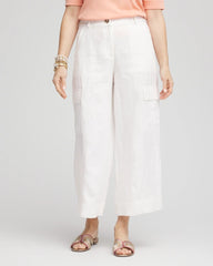 Chico's Sale - Linen Cargo Wide-Leg Cropped Pants