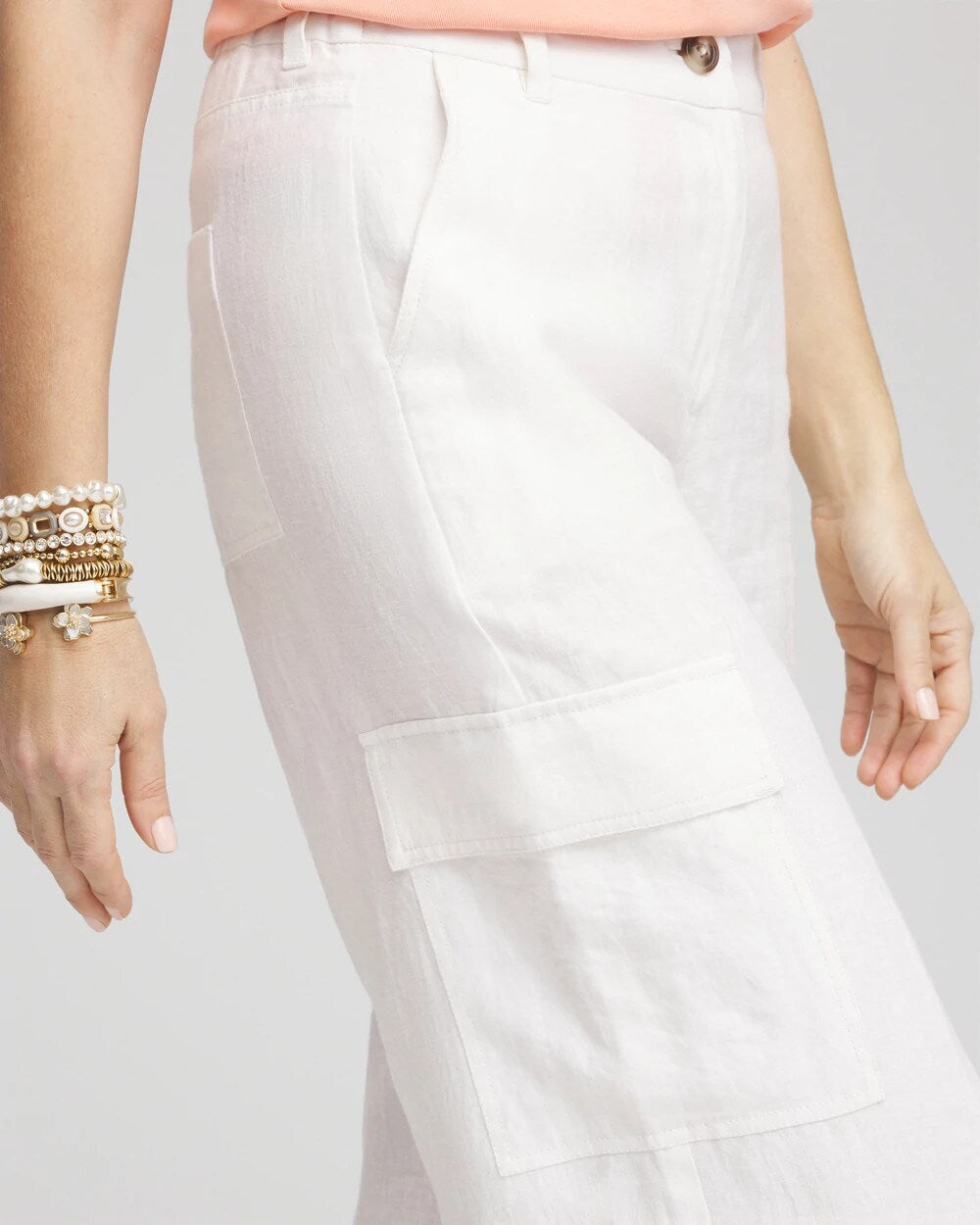 Chico's Sale - Linen Cargo Wide-Leg Cropped Pants
