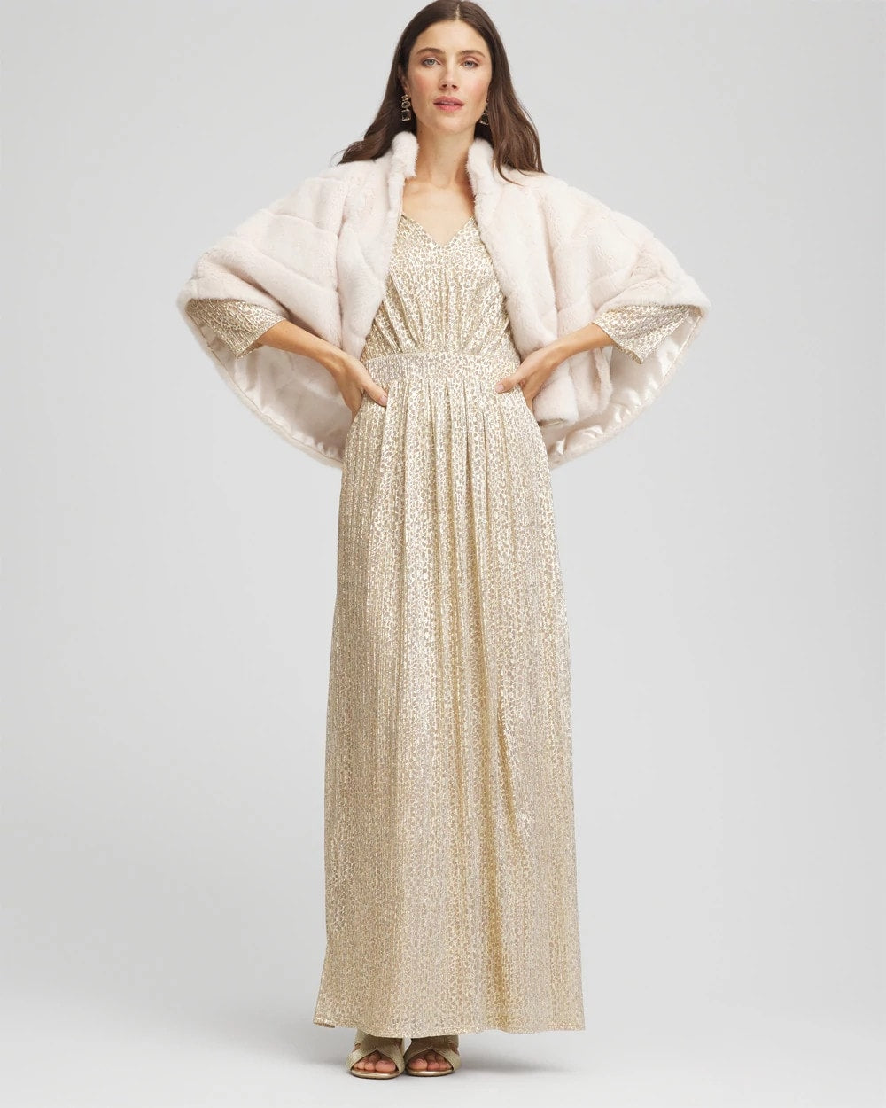 Chico's For Sale - Metallic Knit Pleated Maxi Dress