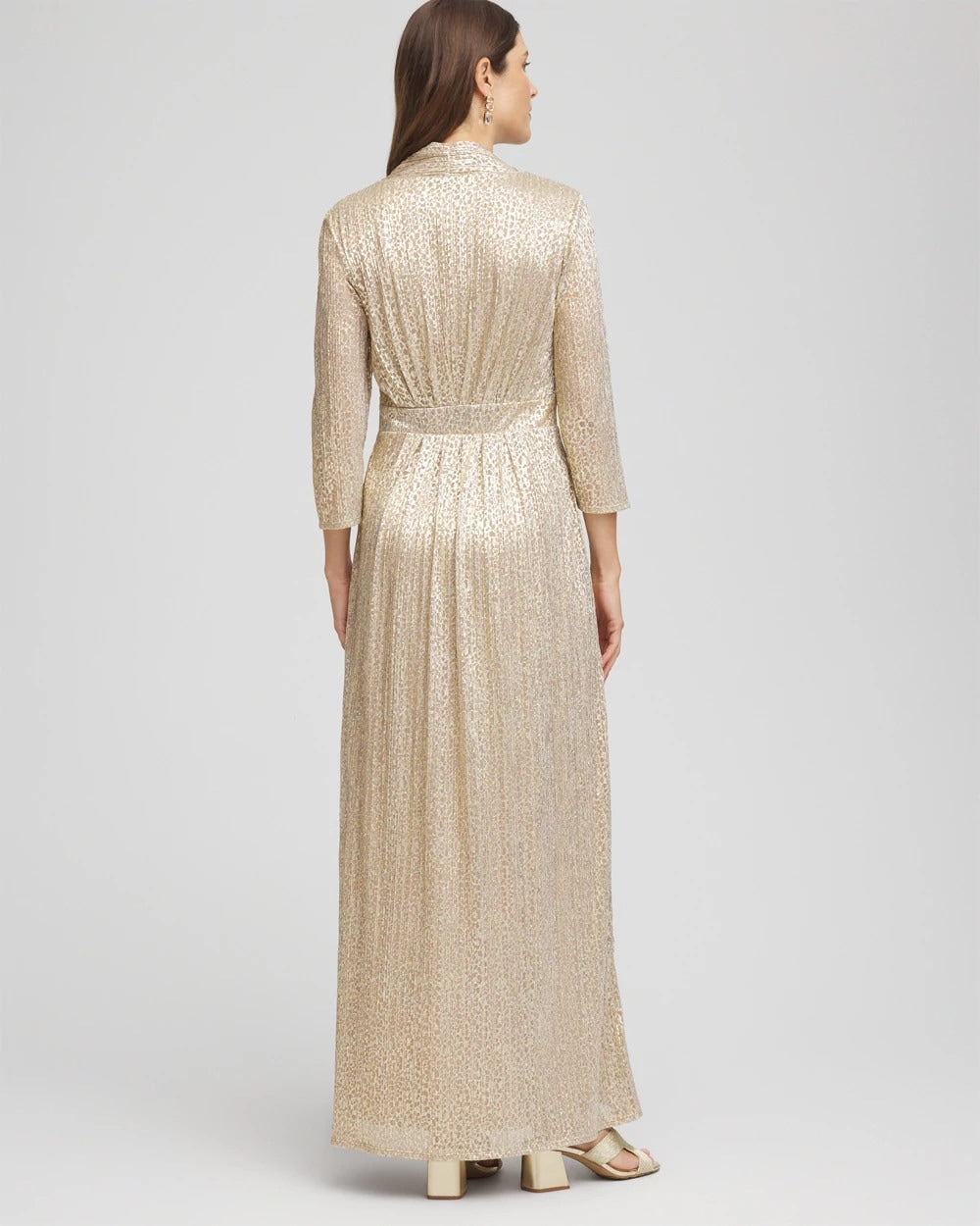 Chico's For Sale - Metallic Knit Pleated Maxi Dress