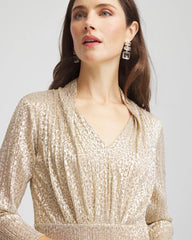 Chico's For Sale - Metallic Knit Pleated Maxi Dress
