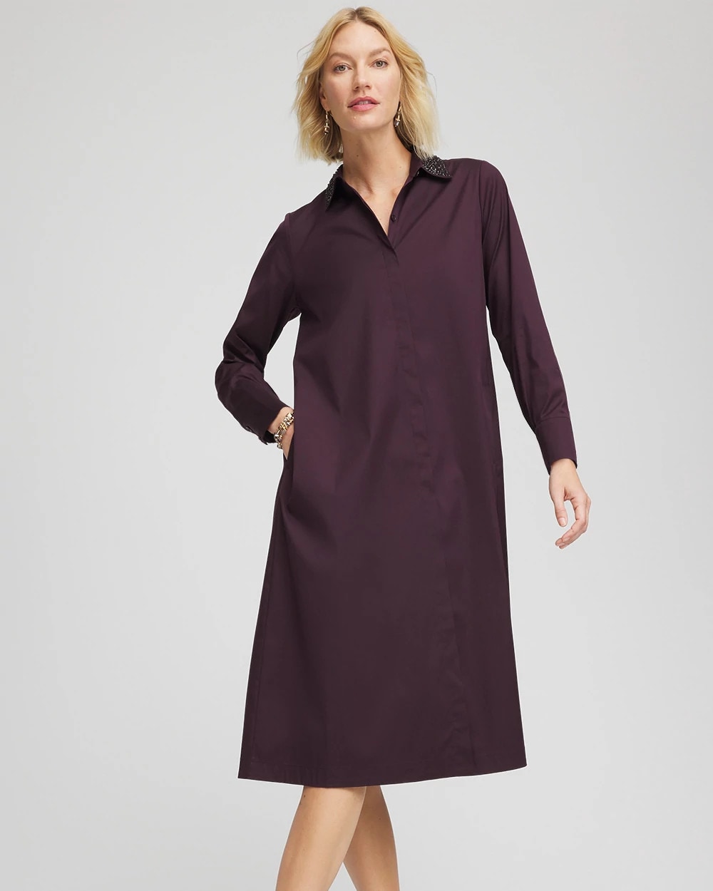 Chico's Sale - Sequin Collar Midi Shirtdress