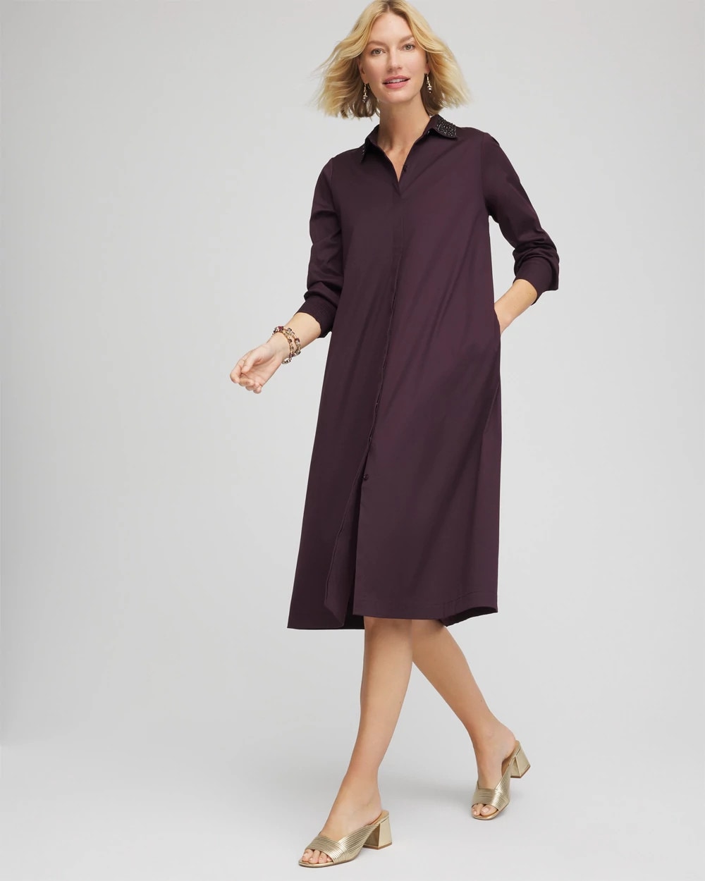 Chico's Sale - Sequin Collar Midi Shirtdress