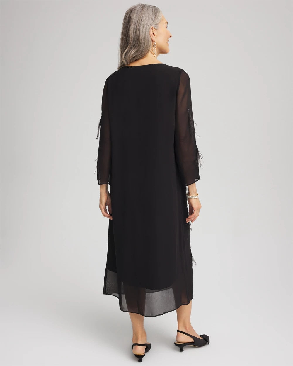Chico's Outlet - Feathered Georgette Popover Dress