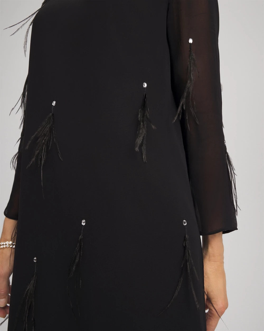 Chico's Outlet - Feathered Georgette Popover Dress