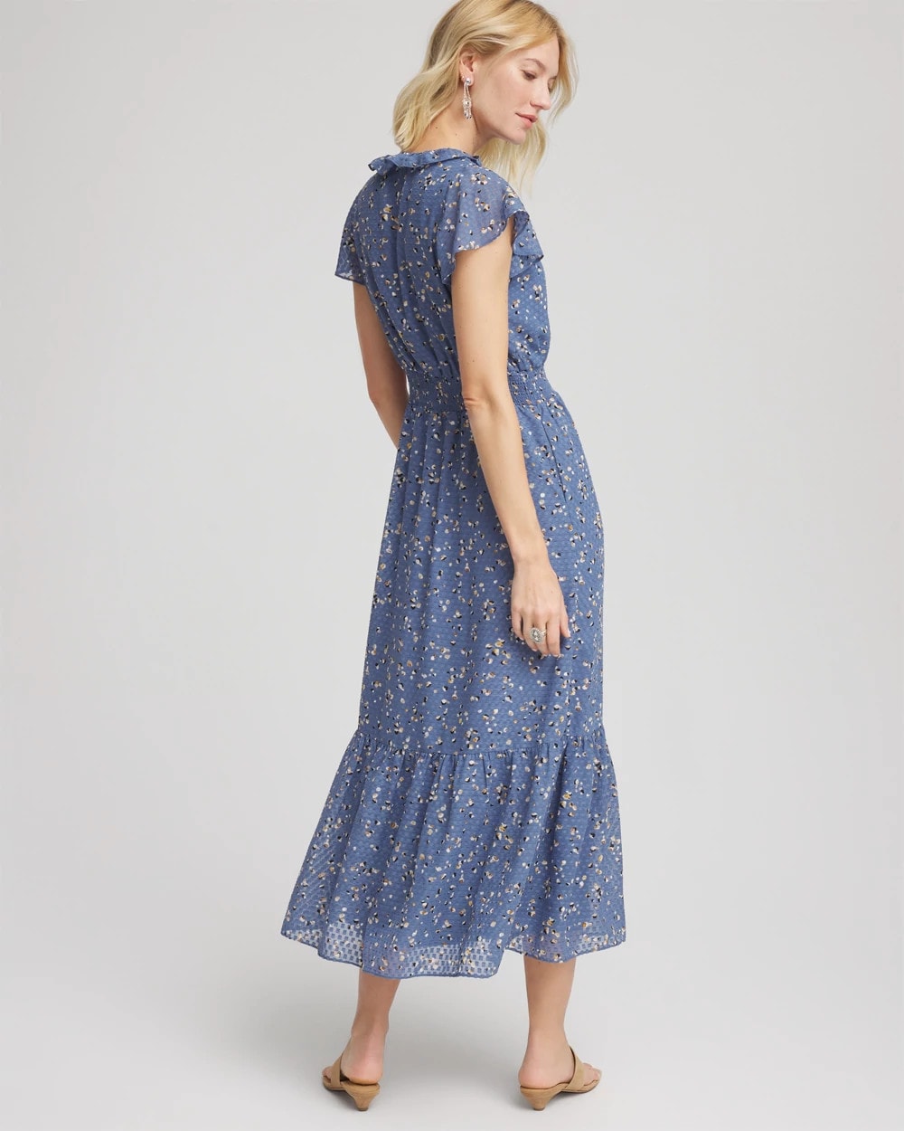 Chico's US - Textured Ruffled-Placket Maxi Dress