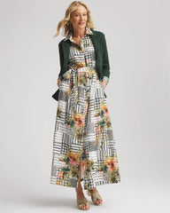 Chico's / Artisanal Floral Print  Maxi Shirtdress