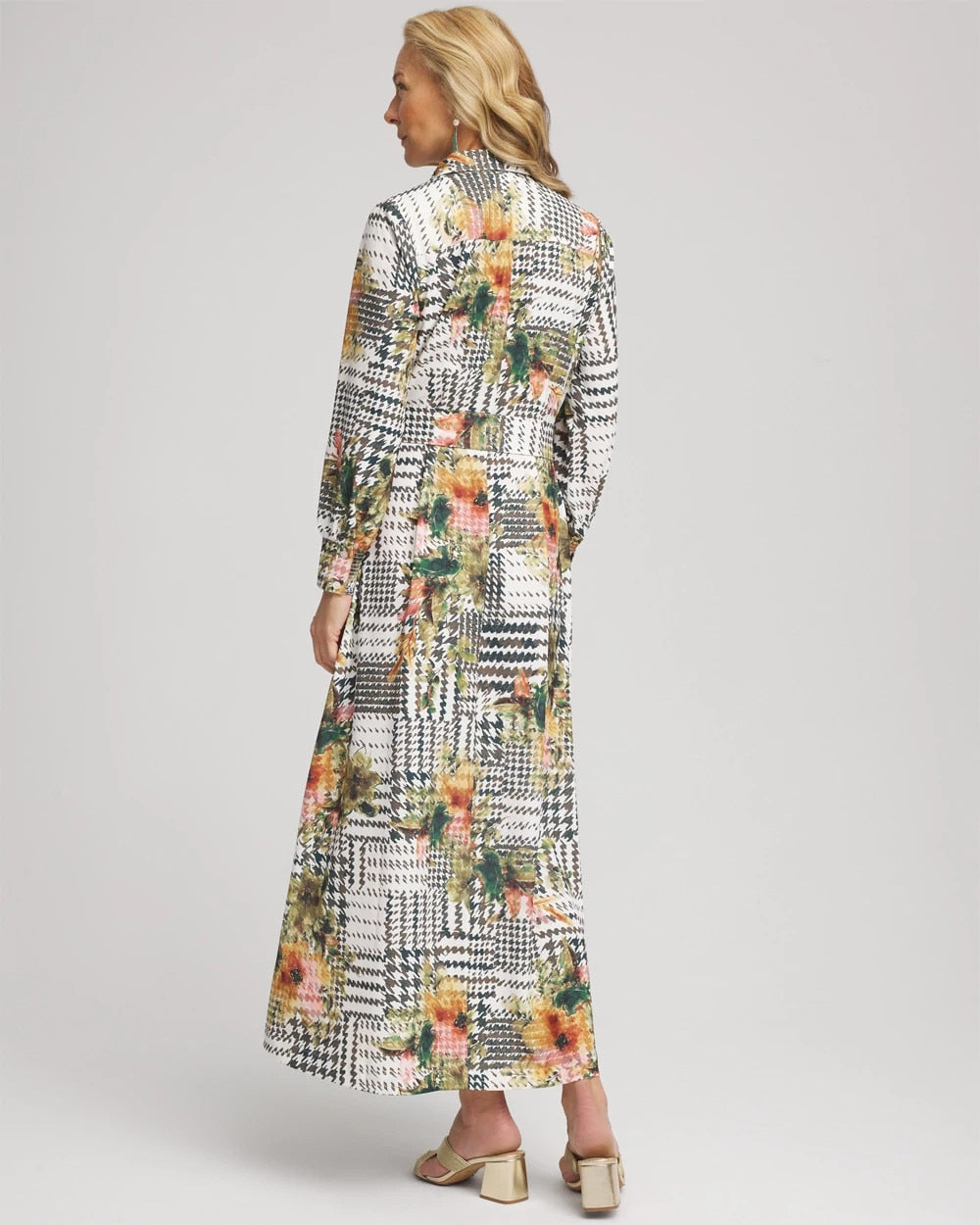 Chico's / Artisanal Floral Print  Maxi Shirtdress