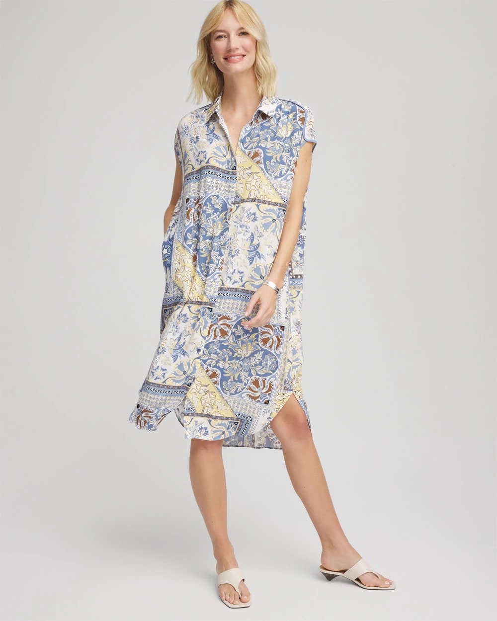 Chico's Discount - Floral Patchwork Short Shirtdress