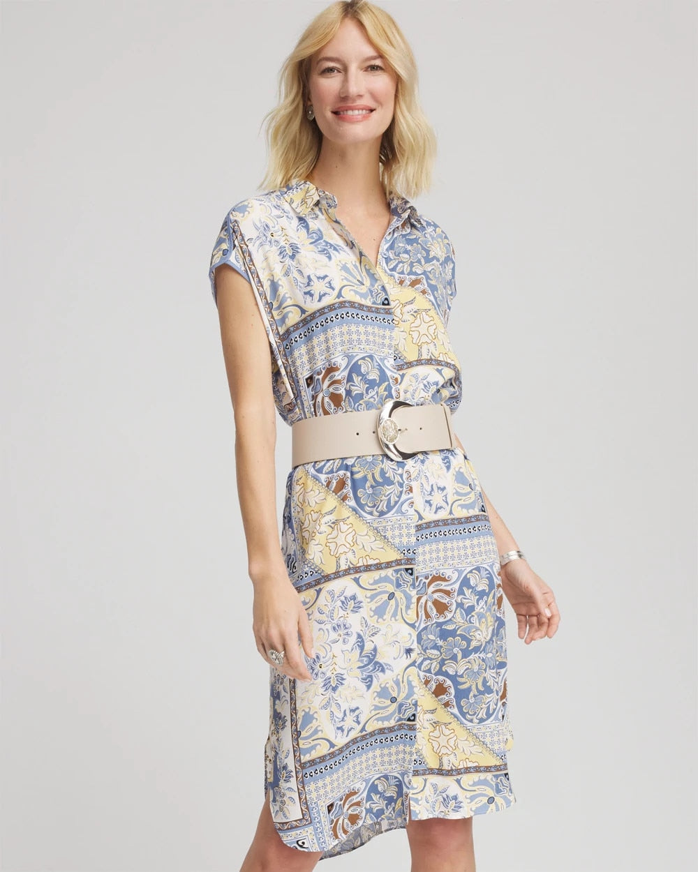 Chico's Discount - Floral Patchwork Short Shirtdress