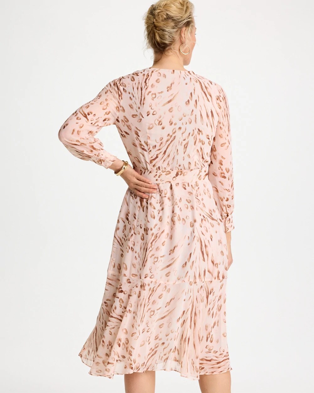 Chico's For Sale - Cheetah Georgette Tie Shirtdress