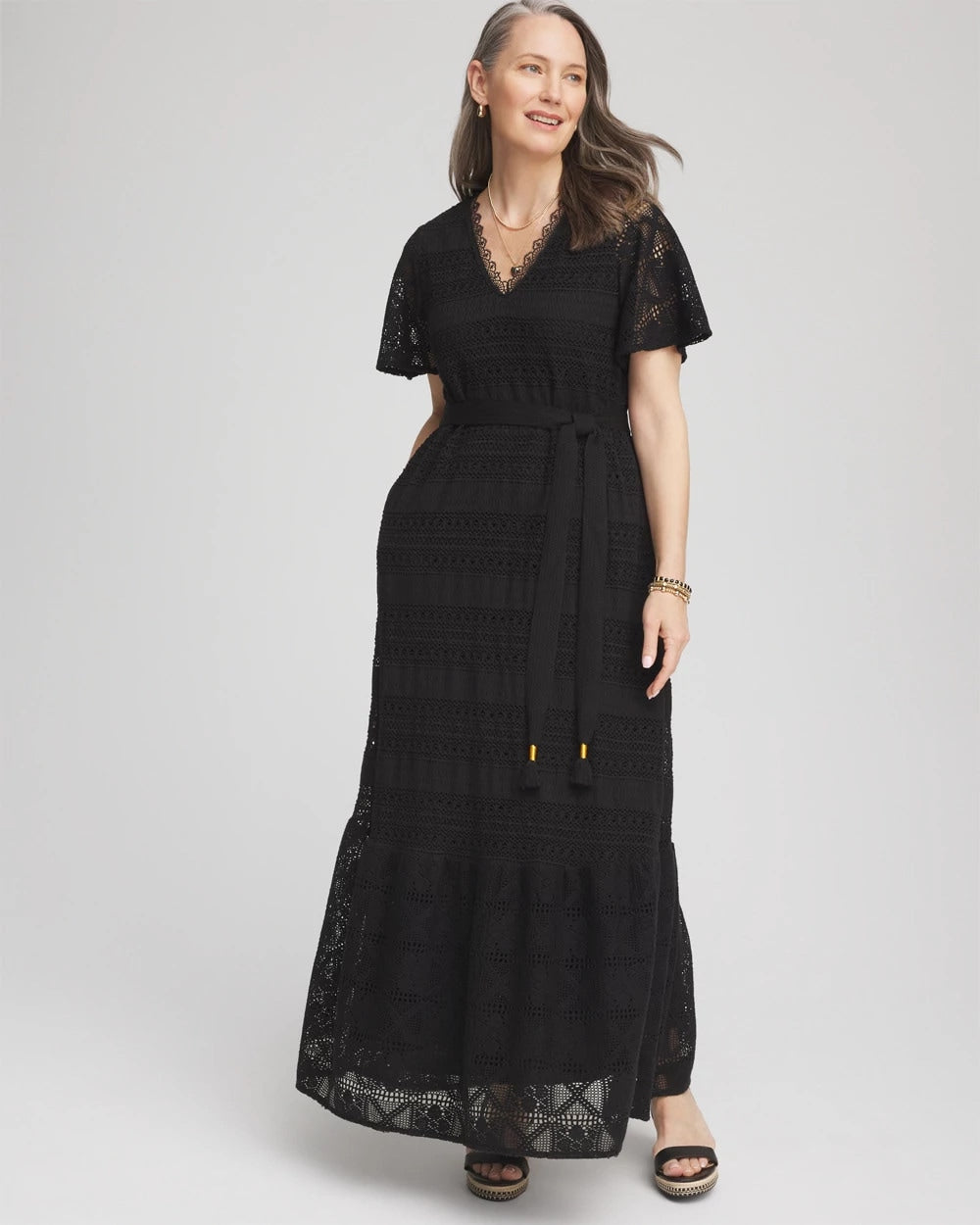 Chico's US - Petite Crochet-Lace Maxi Dress