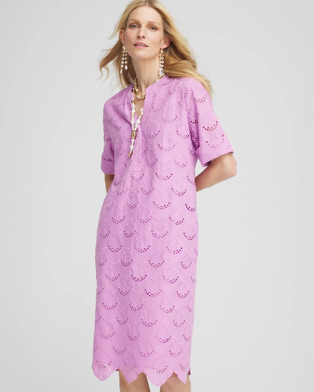 Chico's Discount - Eyelet Popover Dress