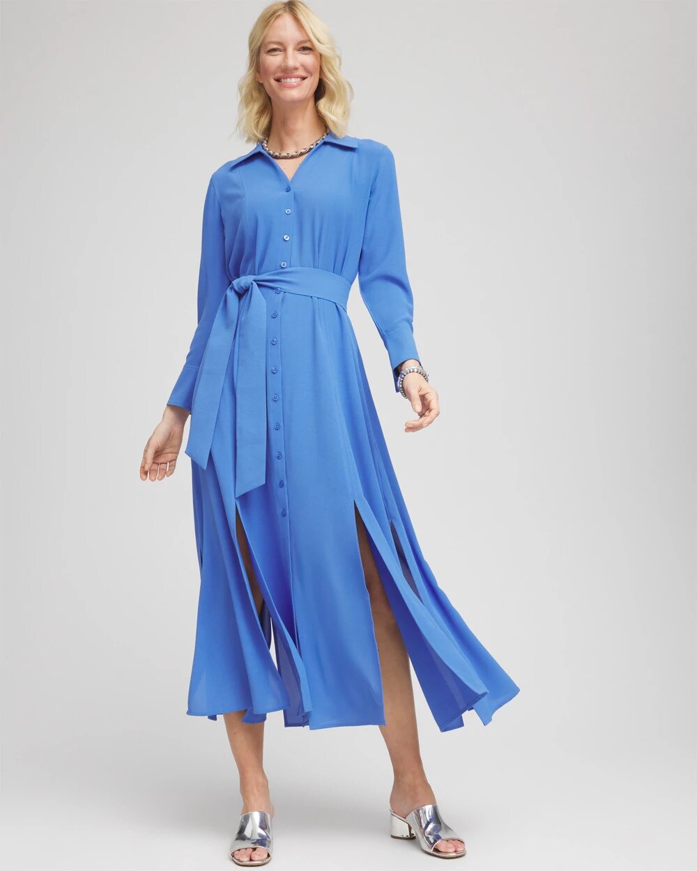 Chico's Sale - Belted Split Hem Maxi Shirtdress