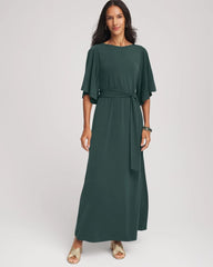 Chico's For Sale - Belted Flutter-Sleeve Maxi Dress