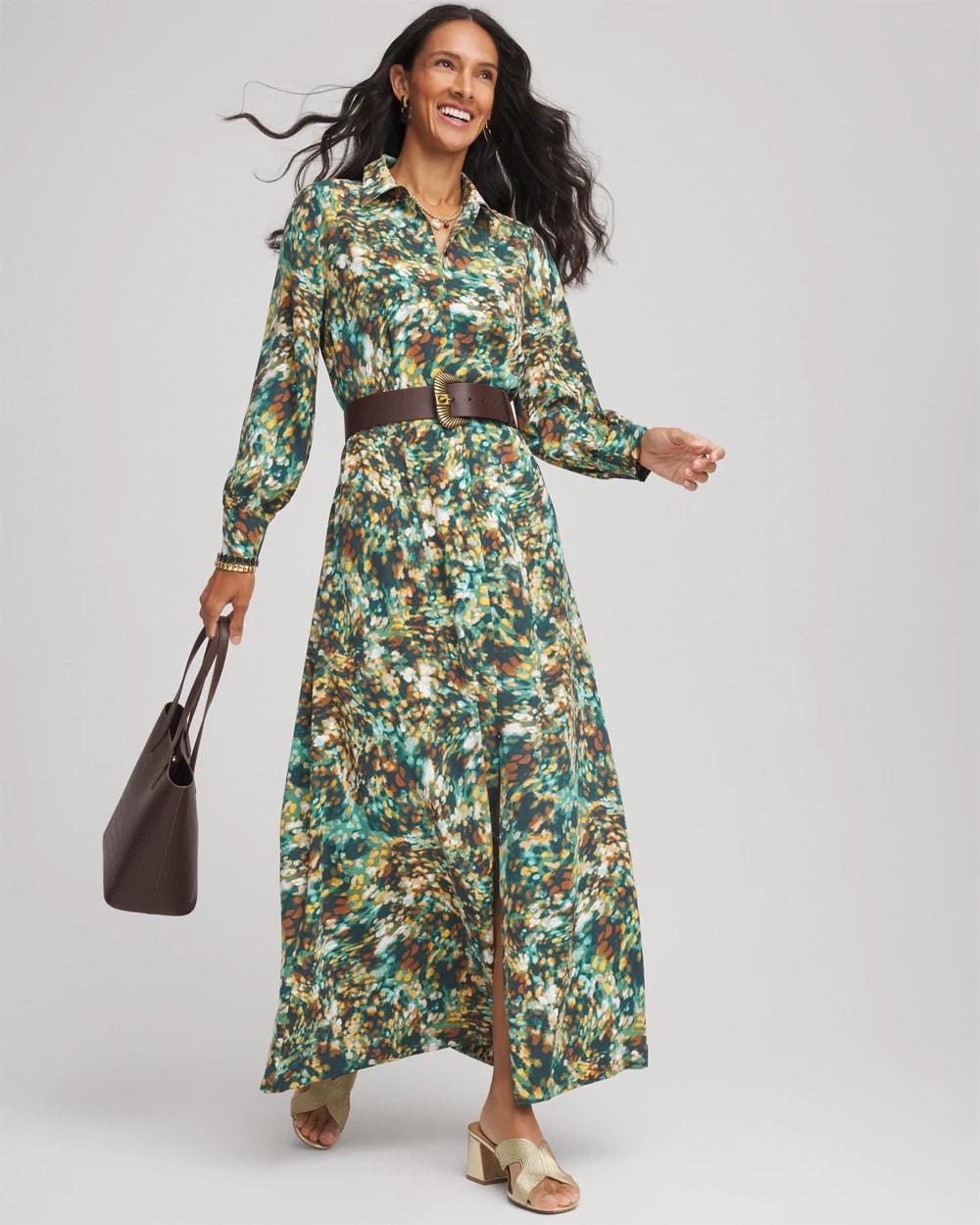 Chico's Outlet - Printed Long-Sleeved Shirtdress