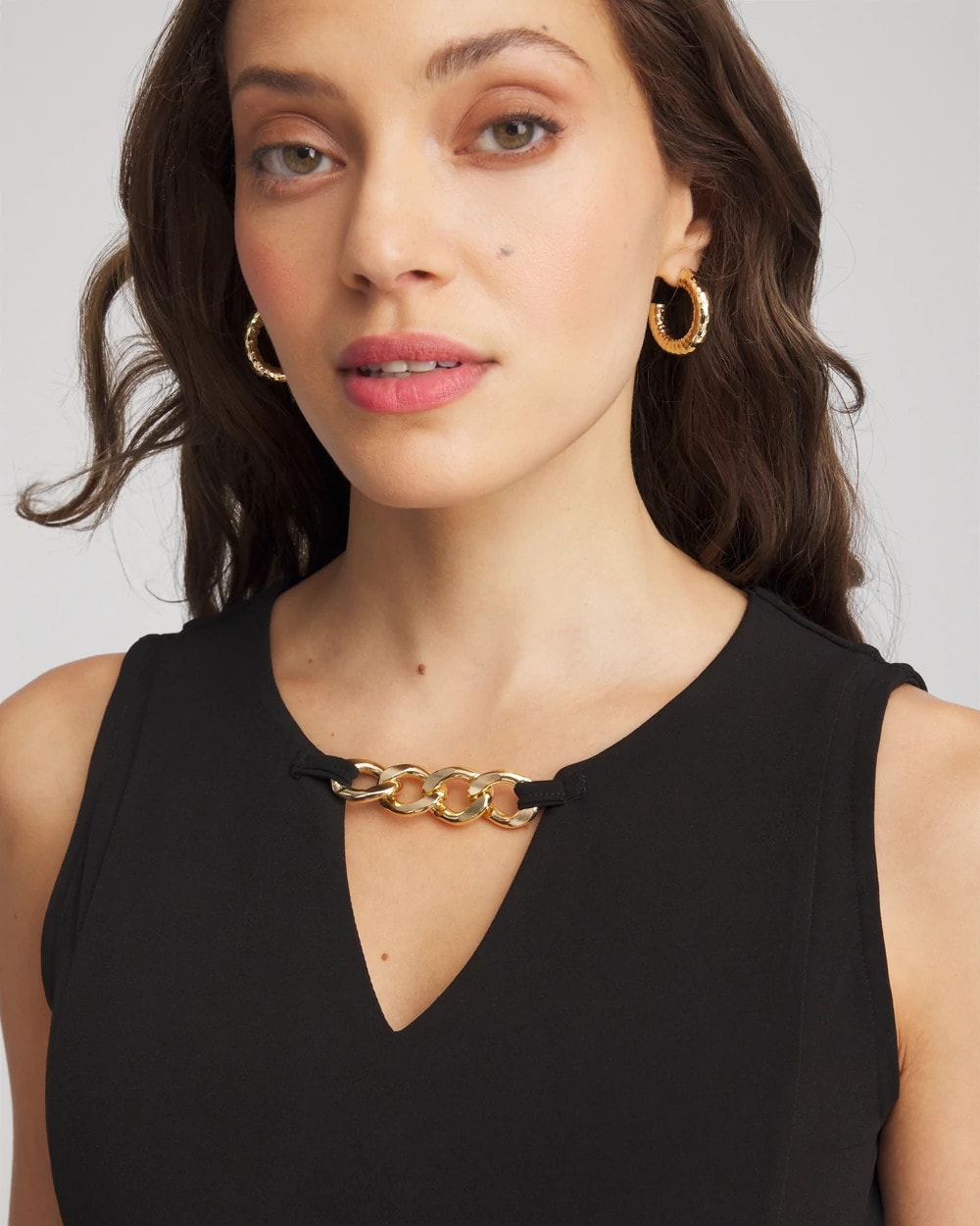 Chico's Online - Travelers™ Jersey Knit Chain-Trim Jumpsuit