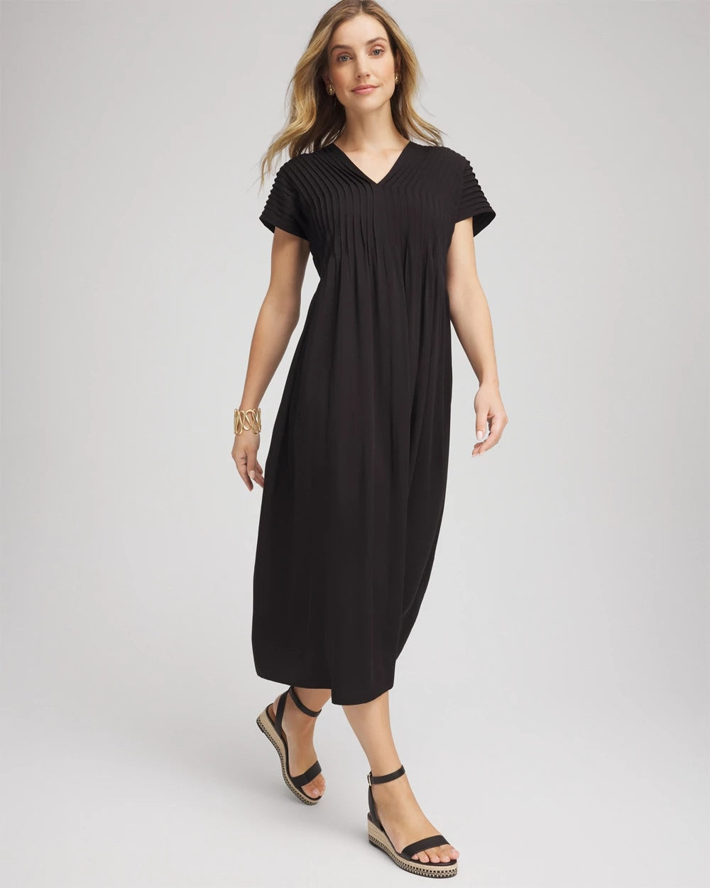 Chico's US - Silk-Twill Popover Midi Dress