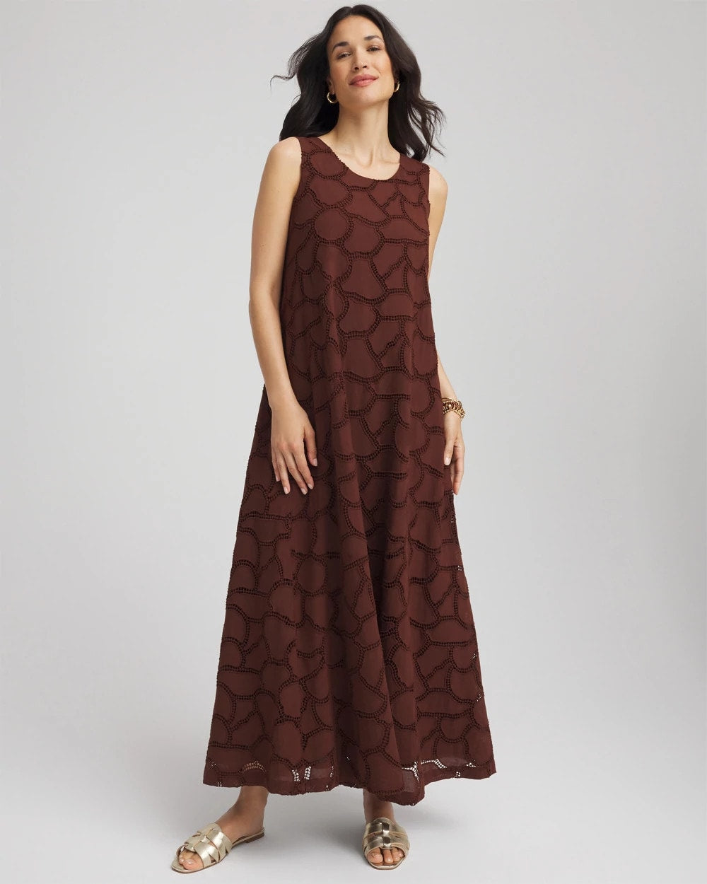 Chico's / Eyelet Cutout Maxi Tank Dress