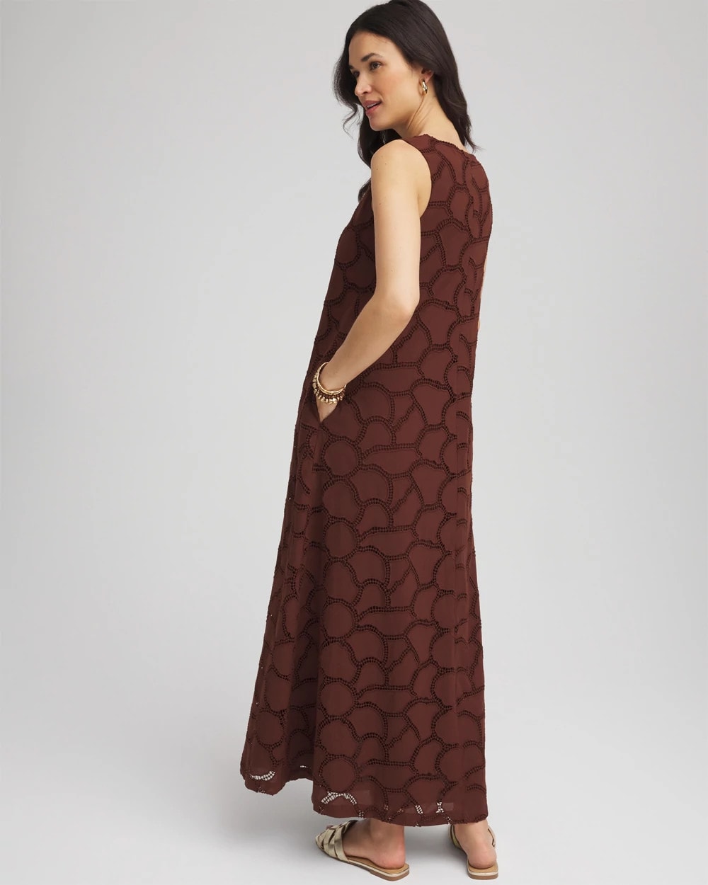Chico's / Eyelet Cutout Maxi Tank Dress
