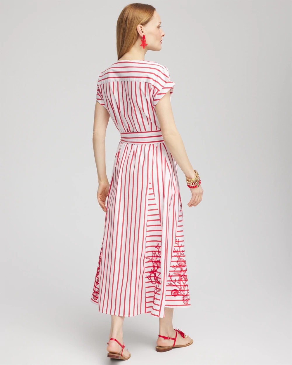 Chico's Sale - Embroidered Godet Striped Maxi Dress