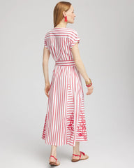 Chico's Sale - Embroidered Godet Striped Maxi Dress