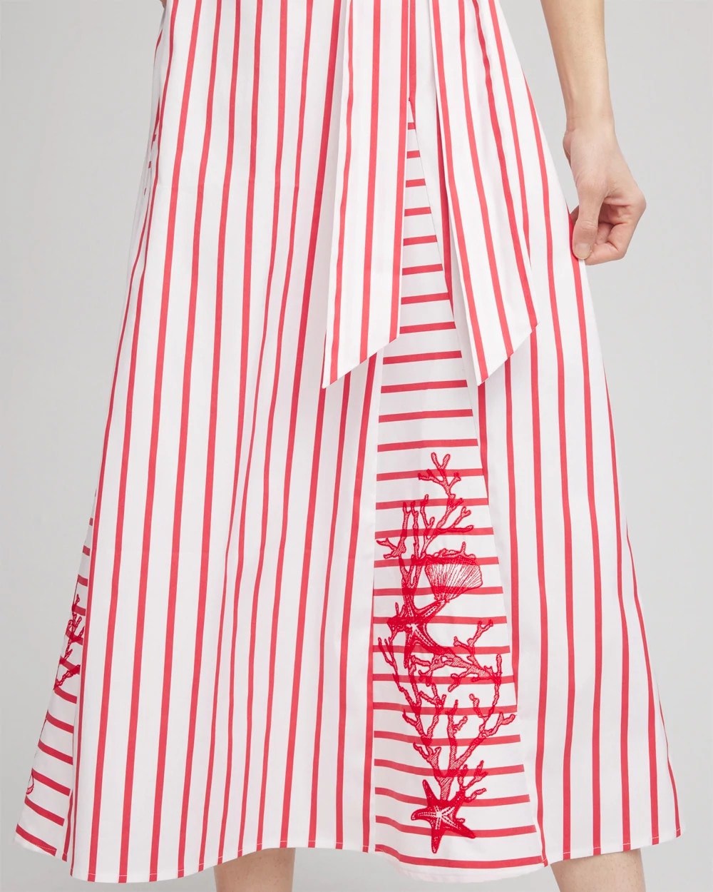 Chico's Sale - Embroidered Godet Striped Maxi Dress