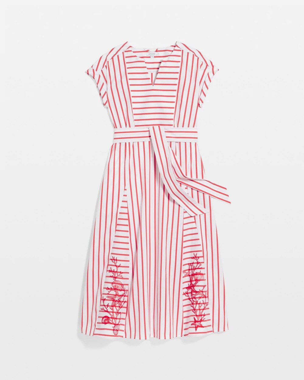Chico's Sale - Embroidered Godet Striped Maxi Dress