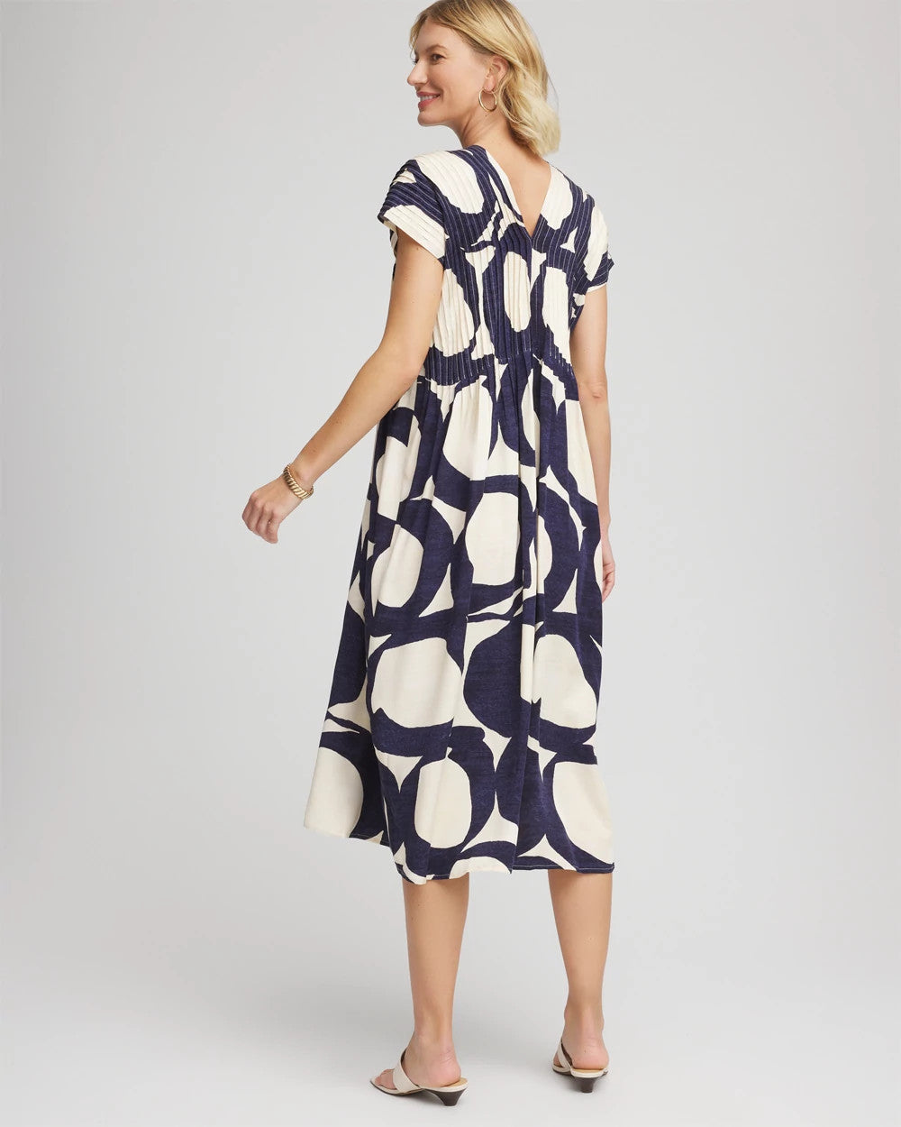 Chico's / Printed Silk-Twill Popover Midi Dress